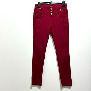Indero Fashion Jeans Women’s Maroon Red Burgundy Cranberry Stretchy Pants